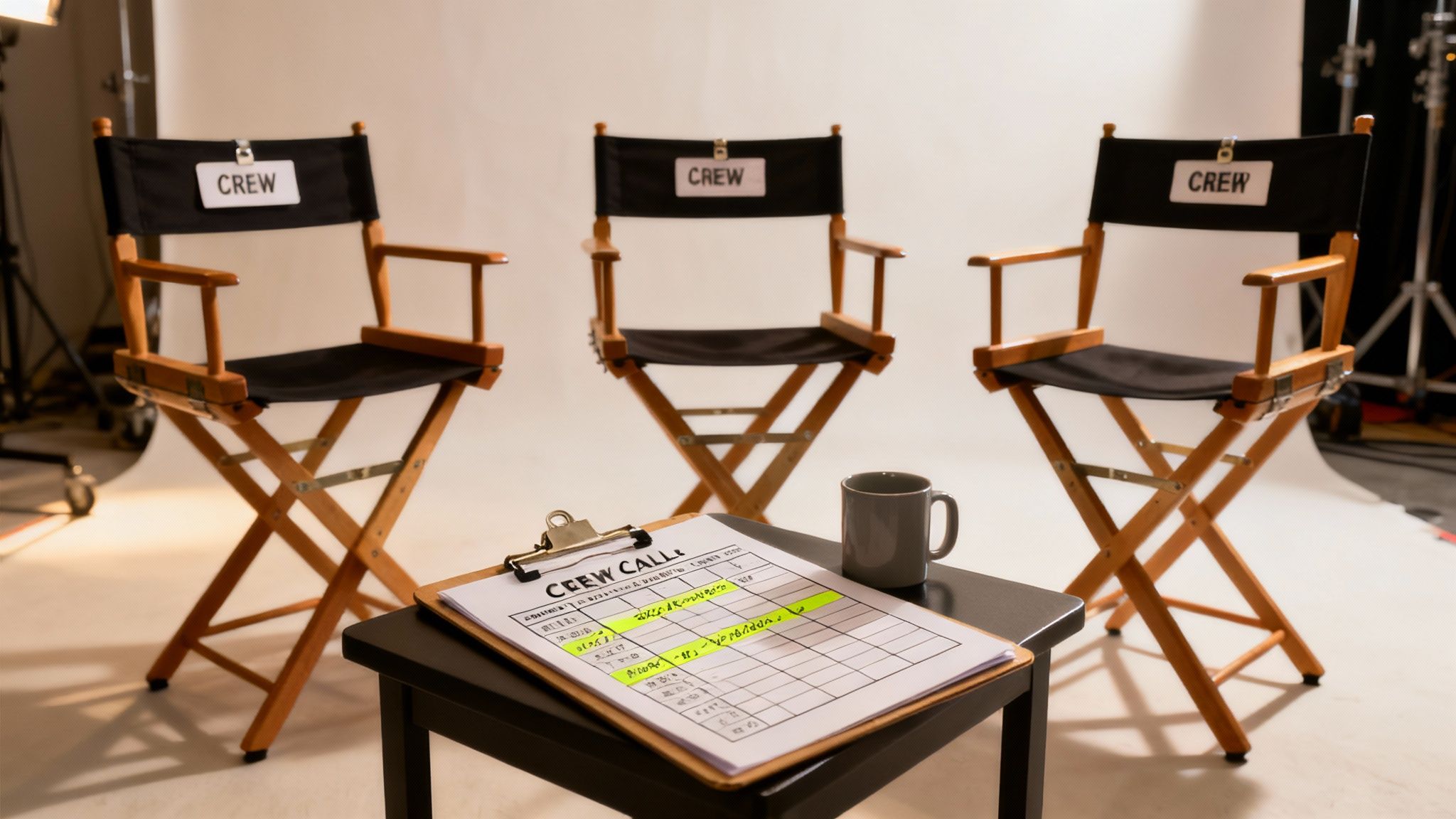 A film crew setting up equipment on set, highlighting the human element of filmmaking.