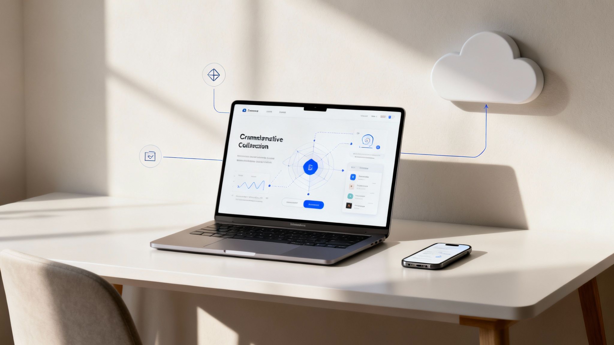 A modern creative team working on computers in a collaborative office space, illustrating the use of technology in innovation.