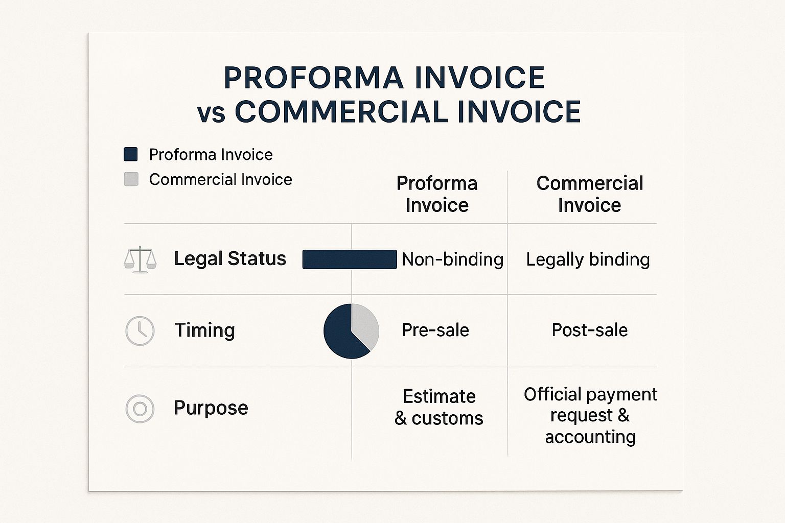 Infographic about difference between proforma invoice and invoice