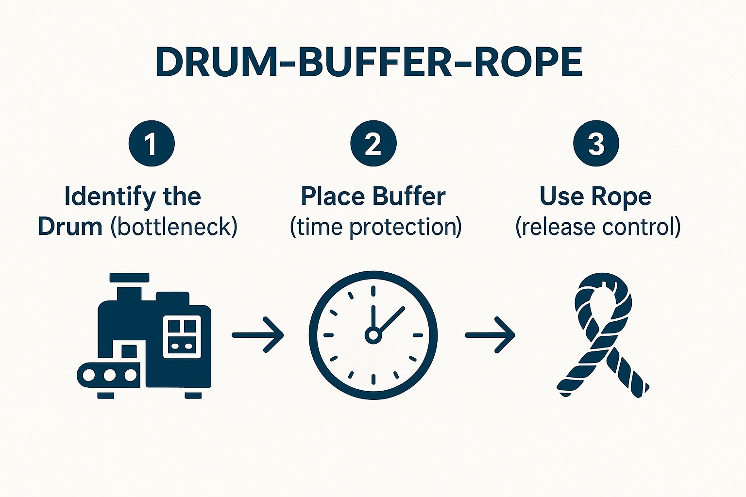 Infographic showing key data about Drum-Buffer-Rope (DBR) Schedule