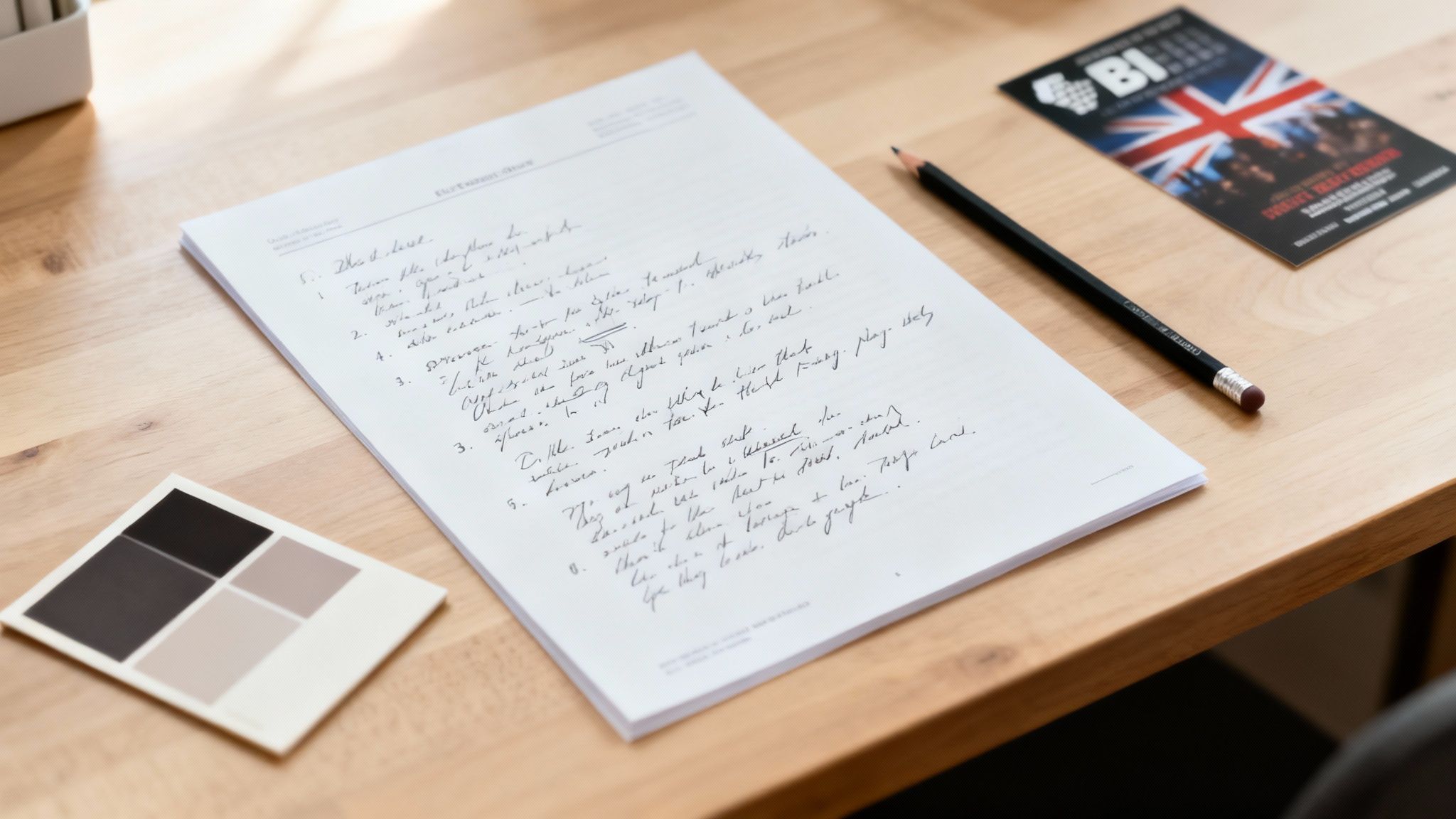 A filmmaker reviewing a script while planning a film project.