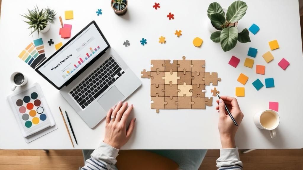 Master project management for creative teams. This guide helps you balance artistic vision with project goals to improve workflow and deliver amazing results.