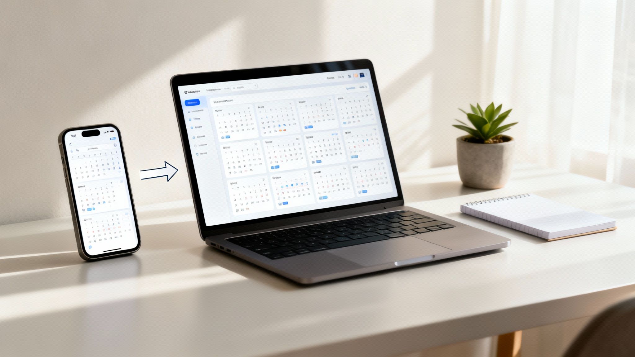 Person typing on a laptop, using Google Chrome with Outlook and Calendar applications open.