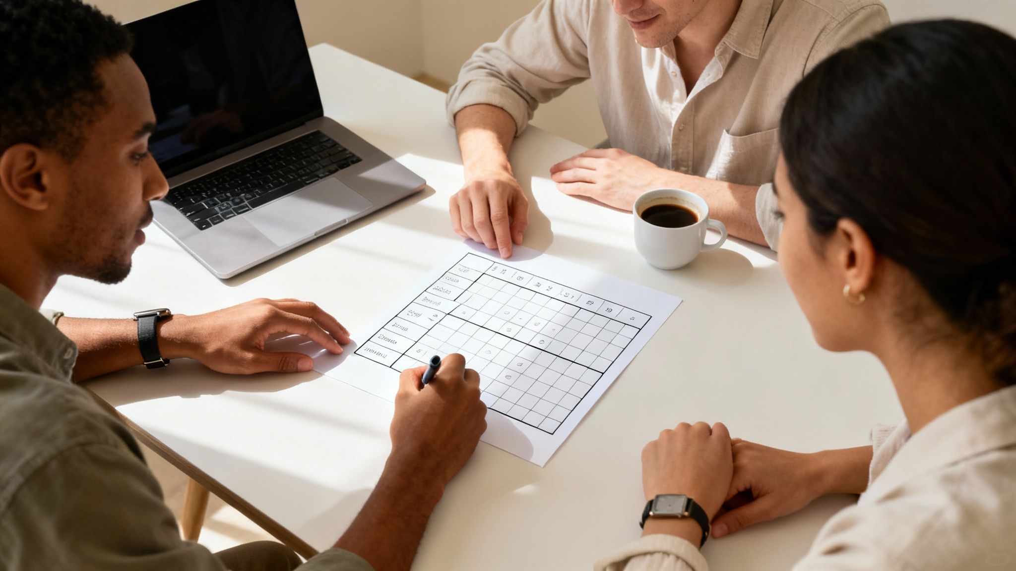 Two people collaborating on a project in a modern office