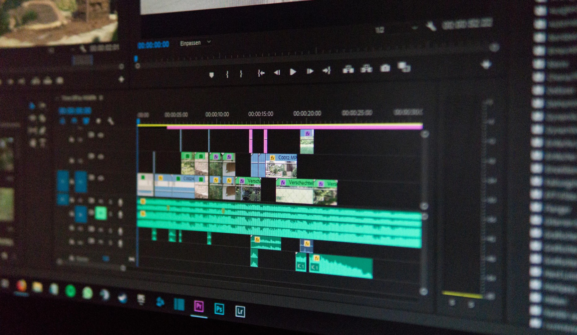 Close-up of editing software