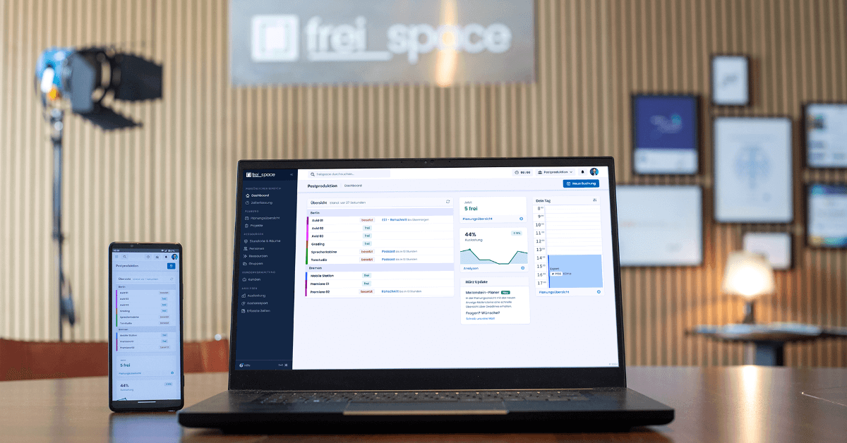 Preview image of website "AI-Native Post-Production Scheduling Software — freispace"